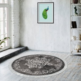 Conceptum Alfombra de 180 x 180 cm Gris y Blanco
